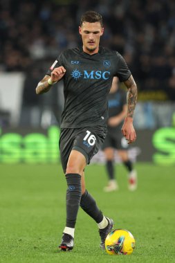 Roma, İtalya 5.12.2024: İtalyan futbol karşılaşması sırasında Napoli 'li Rafa Marin Freccia Rossa Coppa Italia (İtalya Kupası) 2024-2025 SS Lazio SSC Napoli' ye karşı Roma 'daki Olimpiyat stadyumunda.