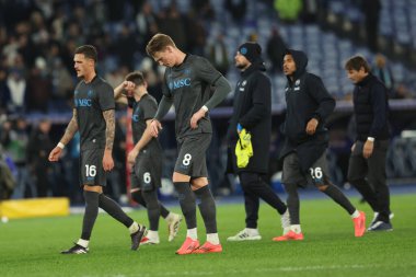 Roma, İtalya 5.12.2024: İtalya futbol karşılaşması sırasında Freccia Rossa Coppa Italia (İtalya Kupası) 2024-2025 SS Lazio SSC Napoli 'ye karşı Roma Olimpiyat Stadyumu' nda.