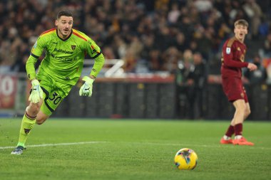 Rome, Italy 7.12.2024 : Alexis Saelemaekers of Roma score the goal and celebrate with the team during Italian football championship Serie A Enilive 2024-2025  match AS Roma vs US Lecce at Stadio Olimpico in Rome. clipart