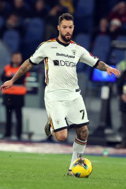 Roma, İtalya 7.12.2024: İtalya Futbol Şampiyonası sırasında Lecce Tete Morente Serie A Enilive 2024-2025 maçında AS Romanlar ABD Lecce 'ye karşı Roma' da Stadio Olimpico 'da.