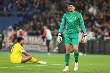 Roma, İtalya 12.12.2024: Uefa Avrupa Ligi 2024-2025, 6. gün, Roma 'daki Olimpiyat Stadyumu' nda AS Romanlar SC Braga 'ya karşı oynanan futbol karşılaşması sırasında Braga' lı Matheus.