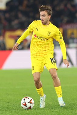 Roma, İtalya 12.12.2024: Uefa Avrupa Ligi 2024-2025, 6. gün Andre Horta ile Roma 'daki Olimpiyat Stadyumu' nda AS Romanları SC Braga arasında oynanan futbol karşılaşması.