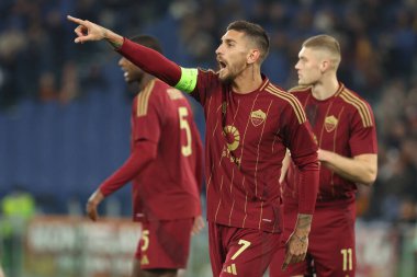 Roma, İtalya 12.12.2024: Uefa Avrupa Ligi 2024-2025, 6. gün Lorenzo Pellegrini, Roma 'daki Olimpiyat Stadyumu' nda AS Roman SC Braga 'ya karşı oynanan futbol karşılaşması.