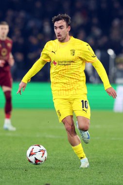 Roma, İtalya 12.12.2024: Uefa Avrupa Ligi 2024-2025, 6. gün Andre Horta ile Roma 'daki Olimpiyat Stadyumu' nda AS Romanları SC Braga arasında oynanan futbol karşılaşması.