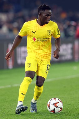 Roma, İtalya 12.12.2024: Uefa Avrupa Ligi 2024-2025, 6. gün oynanan Uefa Avrupa Ligi 'nde Roger of Braga, Roma' daki Olimpiyat Stadyumu 'nda AS Roman SC Braga' ya karşı oynanan futbol karşılaşması..