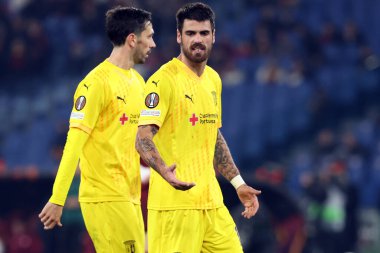 Roma, İtalya 12.12.2024: Uefa Avrupa Ligi 2024-2025, 6. gün, Uefa Avrupa Ligi 'nde Joao Ferreira, Roma' daki Olimpiyat Stadyumu 'nda AS Roma ile SC Braga arasındaki futbol karşılaşması.