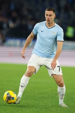 Roma, İtalya 16.12.2024: Lazio 'lu Adam Marusiç İtalyan futbol şampiyonluğu sırasında Serie A Enilive 2024-2025 karşılaşmasında SS Lazio FC Internazionale' ye karşı Roma 'daki Stadio Olimpico' da 