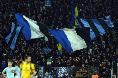 Roma, İtalya 16.12.2024: İtalya Futbol Şampiyonası sırasındaki taraftarlar: Serie A Enilive 2024-2025 karşılaşması sırasında Roma 'daki Stadio Olimpico' da SS Lazio FC Internazionale 'ye karşı 