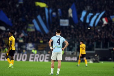 Roma, İtalya 16.12.2024: İtalya futbol şampiyonasında yenilen Lazio Patriği Serie A Enilive 2024-2025 karşılaşmasında Roma 'daki Stadio Olimpico' da SS Lazio 'ya karşı FC Internazionale karşılaşması 
