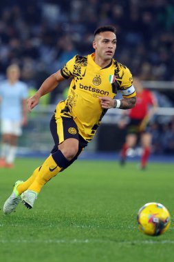 Roma, İtalya 16.12.2024: İtalya Futbol Şampiyonası sırasındaki Lautaro Martinez Serie A Enilive 2024-2025 karşılaşması sırasında Roma 'daki Stadio Olimpico' da SS Lazio ile FC Internazionale karşılaşması 