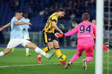 Roma, İtalya 16.12.2024: İtalya Futbol Şampiyonası 'nda Neves gol attı ve İtalya' daki Stadio Olimpico 'da SS Lazio' ya karşı FC Internazionale maçı sırasında takımla birlikte kutladı. 