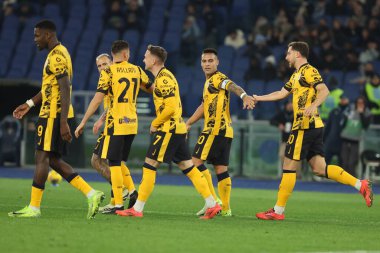 Roma, İtalya 16.12.2024: İtalya Futbol Şampiyonası 'nda Neves gol attı ve İtalya' daki Stadio Olimpico 'da SS Lazio' ya karşı FC Internazionale maçı sırasında takımla birlikte kutladı. 