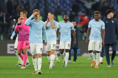 Rome, Italy 16.12.2024 : Disappointment Lazio players after defeat at end  Italian football championship Serie A Enilive 2024-2025  match SS Lazio vs FC Internazionale at Stadio Olimpico in Rome  clipart