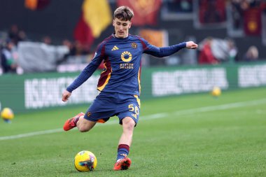 Roma, İtalya 22.12.2024: İtalyan futbolcu Alexis Saelemaekers İtalya futbol şampiyonluğu sırasında Serie A Enilive 2024-2025 AS Roman Parma Calcio 'ya karşı Roma' daki Stadio Olimpico 'da oynanan karşılaşma.