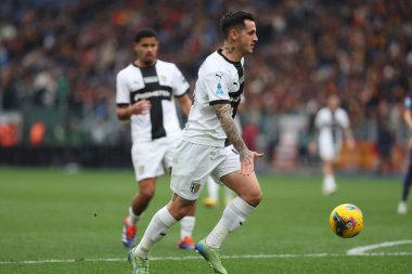 Roma, İtalya 22.12.2024: İtalya Futbol Şampiyonası sırasında Parmalı Emanuele Valeri Serie A Enilive 2024-2025 Roma - Parma Calcio maçında Roma 'da Stadio Olimpico' da.