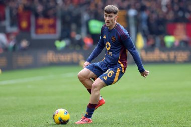 Roma, İtalya 22.12.2024: İtalyan futbolcu Alexis Saelemaekers İtalya futbol şampiyonluğu sırasında Serie A Enilive 2024-2025 AS Roman Parma Calcio 'ya karşı Roma' daki Stadio Olimpico 'da oynanan karşılaşma.