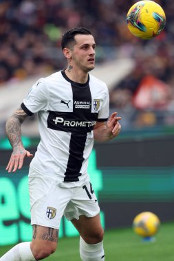 Roma, İtalya 22.12.2024: İtalya Futbol Şampiyonası sırasında Parmalı Emanuele Valeri Serie A Enilive 2024-2025 Roma - Parma Calcio maçında Roma 'da Stadio Olimpico' da.