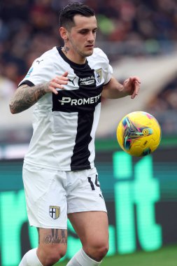Roma, İtalya 22.12.2024: İtalya Futbol Şampiyonası sırasında Parmalı Emanuele Valeri Serie A Enilive 2024-2025 Roma - Parma Calcio maçında Roma 'da Stadio Olimpico' da.