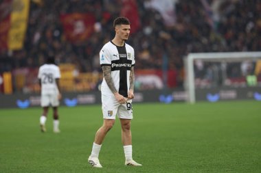 Roma, İtalya 22.12.2024: İtalya Futbol Şampiyonası sırasında Serie A Enilive 2024-2025 Maçı sırasında Roma 'daki Stadio Olimpico' da AS Roma-Parma Calcio karşılaşması.