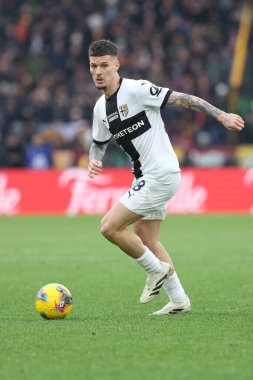 Roma, İtalya 22.12.2024: İtalya Futbol Şampiyonası sırasında Parmalı Dennis Man Serie A Enilive 2024-2025 Roma-Parma Calcio maçında Roma 'da Stadio Olimpico' da.