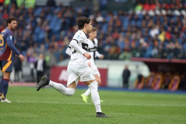 Roma, İtalya 22.12.2024: İtalya Futbol Şampiyonası sırasında Serie A Enilive 2024-2025 Maçı sırasında Roma 'daki Stadio Olimpico' da AS Roma-Parma Calcio karşılaşması.