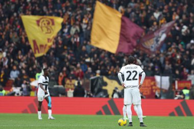 Roma, İtalya 22.12.2024: İtalya Futbol Şampiyonası 'ndaki mağlubiyet sonrasında Parma oyuncularını hayal kırıklığına uğrattı Serie A Enilive 2024-2025 Maç AS Roman Parma Calcio' ya karşı Roma 'daki Stadio Olimpico' da.