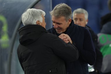Roma, İtalya 28.12.2024: Marco Baroni teknik direktörü Lazio, İtalya futbol şampiyonası Serie A Enilive 2024-2025 karşılaşmasından önce Atalanta Bergamasca Calcio 'yu Roma' daki Stadio Olimpico 'da karşıladı..