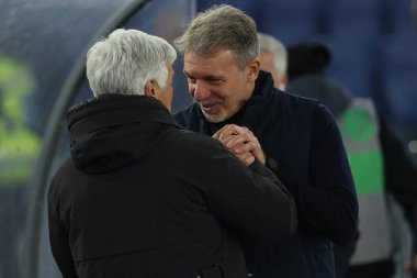 Roma, İtalya 28.12.2024: Marco Baroni teknik direktörü Lazio, İtalya futbol şampiyonası Serie A Enilive 2024-2025 karşılaşmasından önce Atalanta Bergamasca Calcio 'yu Roma' daki Stadio Olimpico 'da karşıladı..
