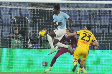 Roma, İtalya 28.12.2024: Lazio 'lu Loum Tchaouna İtalya Futbol Şampiyonası sırasında Serie A Enilive 2024-2025 karşılaşmasında SS Lazio, Atalanta Bergamasca Calcio' ya karşı Roma 'da Stadio Olimpico' da.