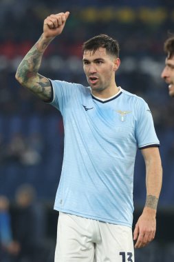 Roma, İtalya 28.12.2024: Lazio 'lu Alessio Romagnoli İtalya Futbol Şampiyonası sırasında Serie A Enilive 2024-2025 karşılaşmasında SS Lazio, Atalanta Bergamasca Calcio' ya karşı Roma 'daki Stadio Olimpico' da.
