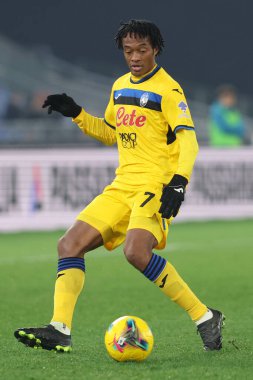 Roma, İtalya 28.12.2024: İtalyan Atalantalı Juan Cuadrado İtalya futbol şampiyonluğu sırasında Serie A Enilive 2024-2025 karşılaşmasında SS Lazio, Atalanta Bergamasca Calcio 'ya karşı Roma' daki Stadio Olimpico 'da.