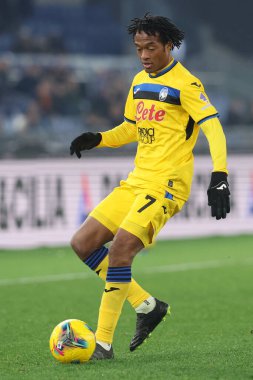 Roma, İtalya 28.12.2024: İtalyan Atalantalı Juan Cuadrado İtalya futbol şampiyonluğu sırasında Serie A Enilive 2024-2025 karşılaşmasında SS Lazio, Atalanta Bergamasca Calcio 'ya karşı Roma' daki Stadio Olimpico 'da.