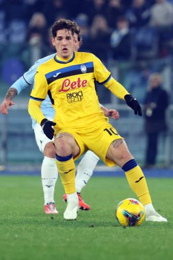 Roma, İtalya 28.12.2024: İtalyan Atalantalı Nicolo Zaniolo İtalya Futbol Şampiyonası sırasında Serie A Enilive 2024-2025 karşılaşmasında SS Lazio, Atalanta Bergamasca Calcio 'ya karşı Roma' daki Stadio Olimpico.