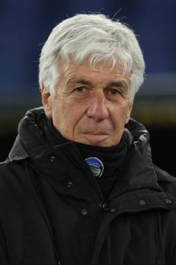 Roma, İtalya 28.12.2024: Atalanta 'nın Gian Piero Gasperini teknik direktörü İtalya futbol şampiyonasından önce Serie A Enilive 2024-2025 karşılaşmasında SS Lazio, Atalanta Bergamasca Calcio' ya karşı Roma 'da Stadio Olimpico' da oynanan karşılaşma.