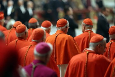 Vatican City, Italy 31.12.2024: Pope Francis leaves the basilica after celebrating the mass of First Vespers and Te Deum in thanksgiving for the past year In Altar of the Confessio, St. Peters Basilic clipart