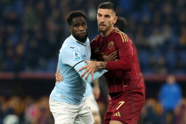 Rome, Italy 05.01.2025 : Boulaye Dia of Lazio, Lorenzo Pellegrini of Roma during Italian football championship Serie A Enilive 2024-2025  match AS Roma vs SS Lazio at Stadio Olimpico in Rome. clipart