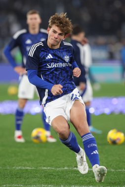 Roma, İtalya 10.01.2025: Como 'dan Nico Paz İtalya Futbol Şampiyonası Serie A Enilive 2024-2025 karşılaşmasında SS Lazio Como 1907 Roma' daki Stadio Olimpico 'da karşılaşacak..