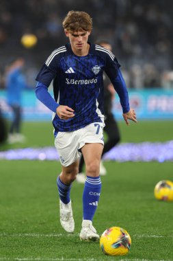 Roma, İtalya 10.01.2025: Como 'dan Nico Paz İtalya Futbol Şampiyonası Serie A Enilive 2024-2025 karşılaşmasında SS Lazio Como 1907 Roma' daki Stadio Olimpico 'da karşılaşacak..