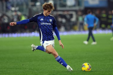 Roma, İtalya 10.01.2025: Como 'dan Nico Paz İtalya Futbol Şampiyonası Serie A Enilive 2024-2025 karşılaşmasında SS Lazio Como 1907 Roma' daki Stadio Olimpico 'da karşılaşacak..