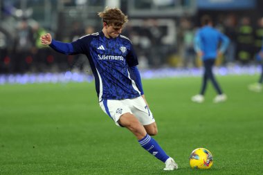 Roma, İtalya 10.01.2025: Como 'dan Nico Paz İtalya Futbol Şampiyonası Serie A Enilive 2024-2025 karşılaşmasında SS Lazio Como 1907 Roma' daki Stadio Olimpico 'da karşılaşacak..