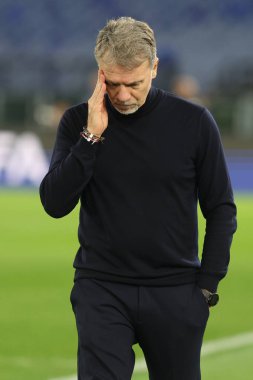 Roma, İtalya 23.01.2025: Marco Baroni teknik direktörü Lazio Uefa Avrupa Ligi 2024-2025, 7. gün, SS Lazio ile Real Sociedad de Futbol arasında Roma Olimpiyat Stadyumu 'nda oynanan futbol karşılaşması sırasında teknik direktör Lazio.