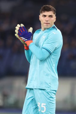 Roma, İtalya 23.01.2025: Uefa Avrupa Ligi 2024-2025, 7. gün Uefa Avrupa Ligi 'nde Christos Mandas, SS Lazio ile Real Sociedad de Futbol arasında Roma Olimpiyat Stadyumu' nda oynanan futbol karşılaşması.