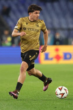 Roma, İtalya 23.01.2025: Uefa Avrupa Ligi 2024-2025 gününde Real Sociedad 'dan Jon Mikel Aramburu, SS Lazio ile Real Sociedad de Futbol arasında Roma Olimpiyat Stadyumu' nda oynanan futbol karşılaşması..