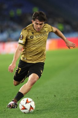 Roma, İtalya 23.01.2025: Uefa Avrupa Ligi 2024-2025 gününde Real Sociedad 'dan Jon Mikel Aramburu, SS Lazio ile Real Sociedad de Futbol arasında Roma Olimpiyat Stadyumu' nda oynanan futbol karşılaşması..