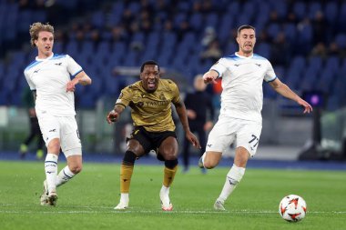 Rome, Italy 23.01.2025:  Nicolo Rovella of Lazio, Becker of Real Sociedad, Adam Marusic of Lazio during the Uefa Europa League 2024-2025, day 7, football match between SS Lazio vs Real Sociedad de Futbol at Olympic Stadium in Rome. clipart