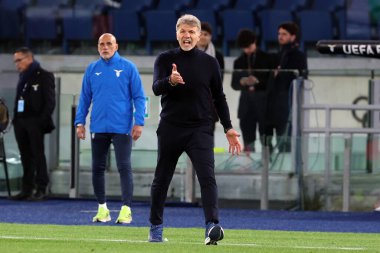 Roma, İtalya 23.01.2025: Marco Baroni teknik direktörü Lazio Uefa Avrupa Ligi 2024-2025, 7. gün, SS Lazio ile Real Sociedad de Futbol arasında Roma Olimpiyat Stadyumu 'nda oynanan futbol karşılaşması sırasında teknik direktör Lazio.