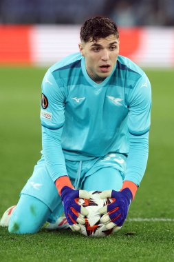 Roma, İtalya 23.01.2025: Uefa Avrupa Ligi 2024-2025, 7. gün Uefa Avrupa Ligi 'nde Christos Mandas, SS Lazio ile Real Sociedad de Futbol arasında Roma Olimpiyat Stadyumu' nda oynanan futbol karşılaşması.