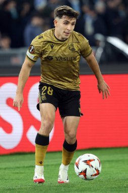 Roma, İtalya 23.01.2025: Uefa Avrupa Ligi 2024-2025, 7. gün Marin of Real Sociedad, SS Lazio ile Real Sociedad de Futbol arasında Roma Olimpiyat Stadyumu 'nda oynanan futbol maçı.