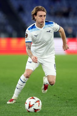 Roma, İtalya 23.01.2025: Uefa Avrupa Ligi 2024-2025, 7. gün, Uefa Avrupa Ligi sırasında Nikolo Rovella, SS Lazio ile Real Sociedad de Futbol arasında Roma Olimpiyat Stadyumu 'nda oynanan futbol karşılaşması..