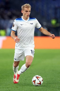Roma, İtalya 23.01.2025: Uefa Avrupa Ligi 2024-2025 gününde Lazio 'dan Gustav Isaksen, Roma' daki Olimpiyat Stadyumu 'nda SS Lazio ile Real Sociedad de Futbol arasında oynanan futbol maçı..